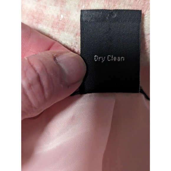 Apostrophe Pink & White Plaid Tweed Blazer Y2K Coquette Bow Accent Cropped sz 8 - Picture 10 of 11